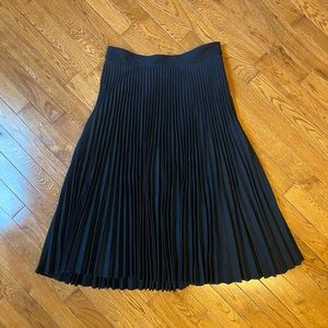 Milly of New York black pleated wool midi skirt